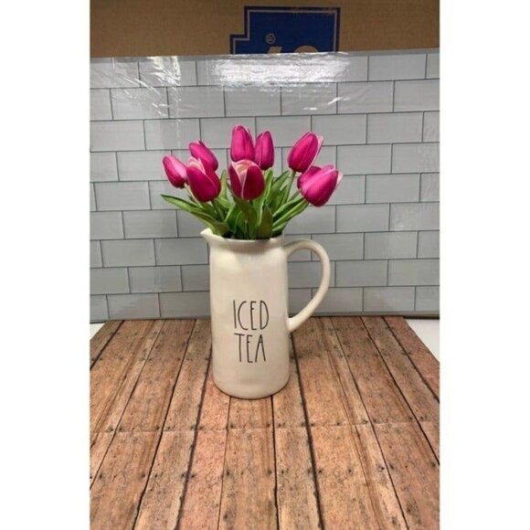 Farmhouse Artificial Pink Tulips 14 Inch Realistic Bundle Of 10 Fake Mom Gift - Picture 5 of 8